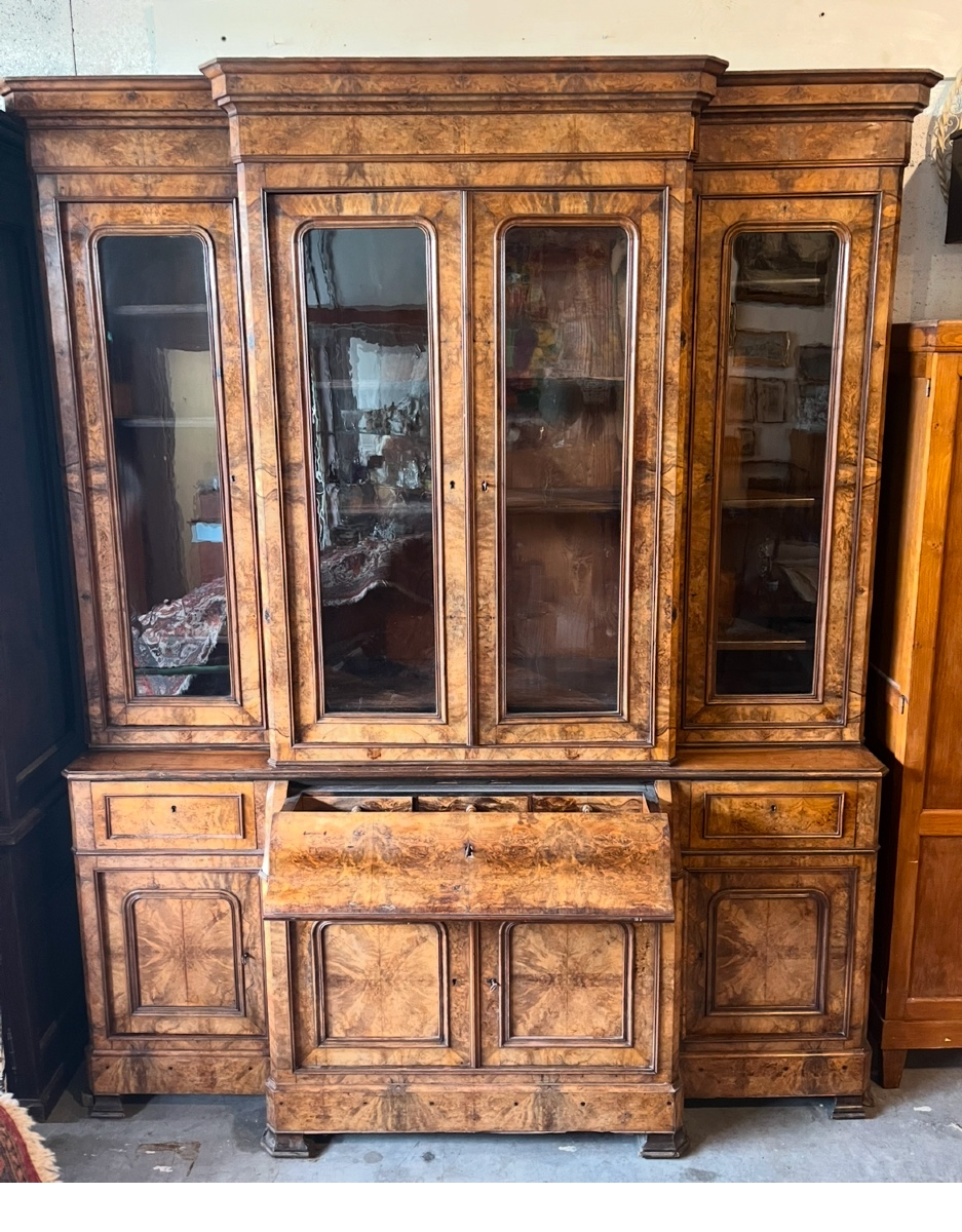 Late 19th Century Walnut Burl Bookcase