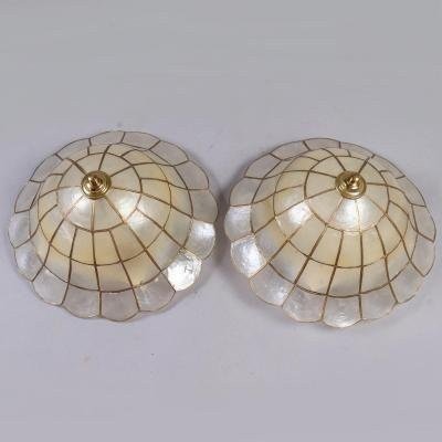 A Pair Of Lamps. Pearl. Electrified. D-35cm.1960-70-photo-2