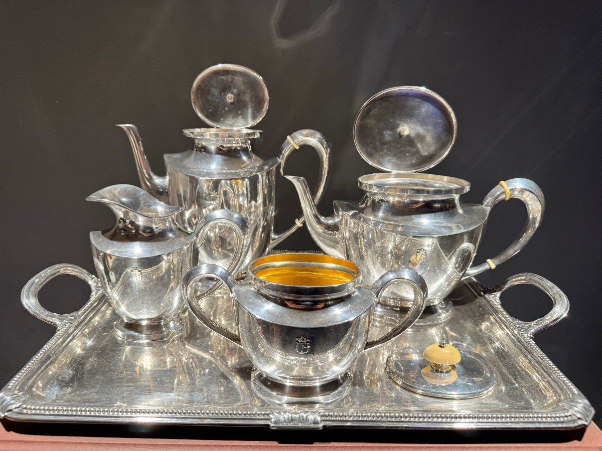 Tea And Coffee Service In 800 Silver Milano-photo-4