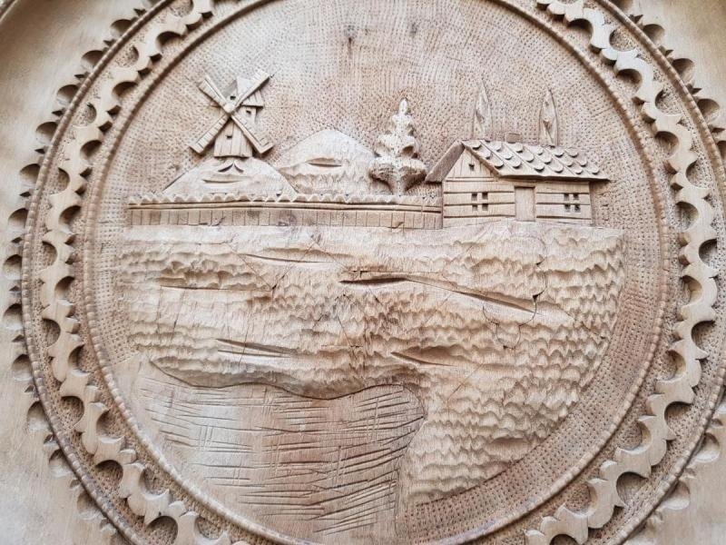 Decorative Plate In Carved Wood. D-40cm. Russia-photo-4