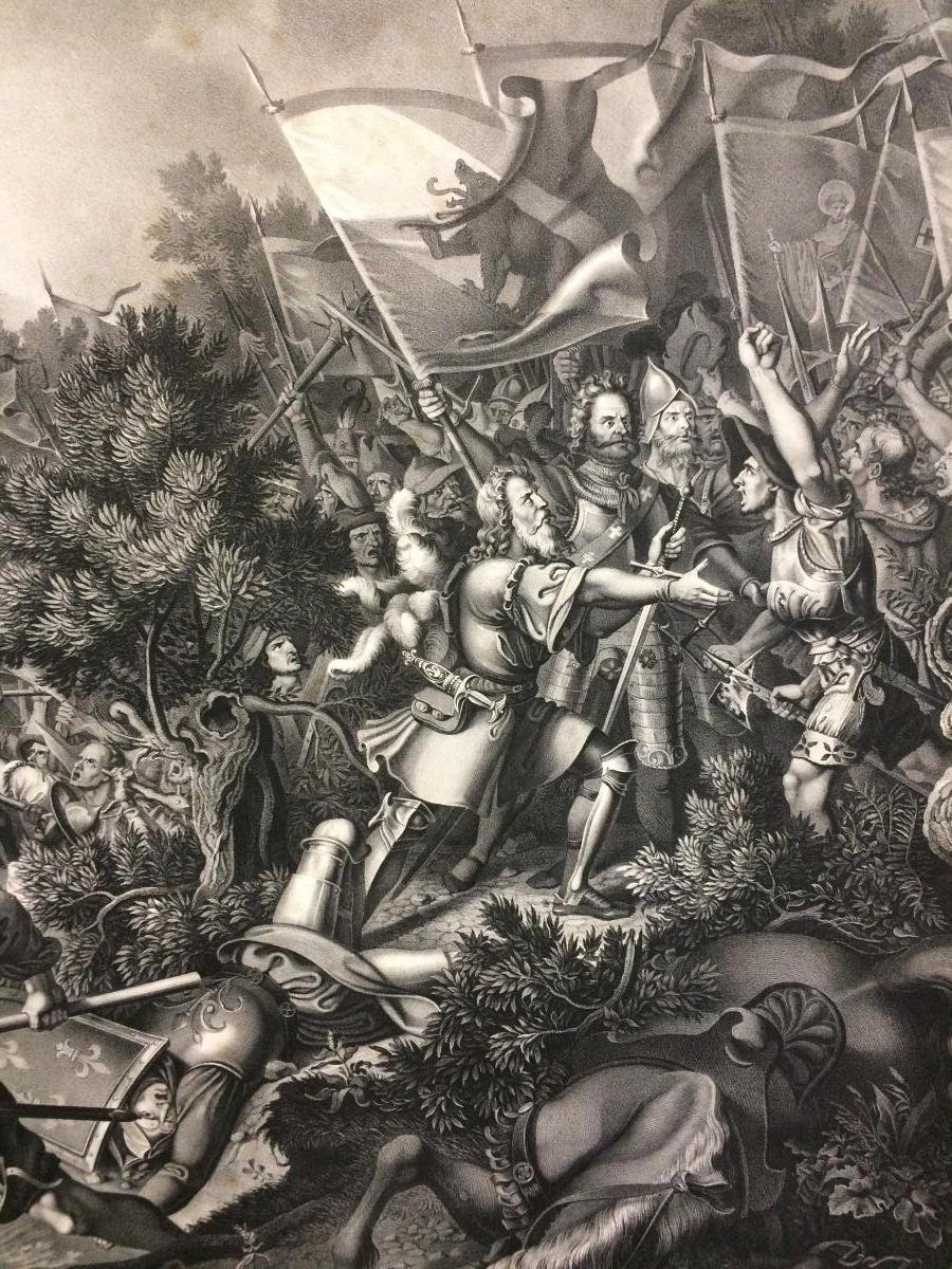Grande Gravure Du XIXème Siècle — Scène De Bataille De 1444 -photo-3