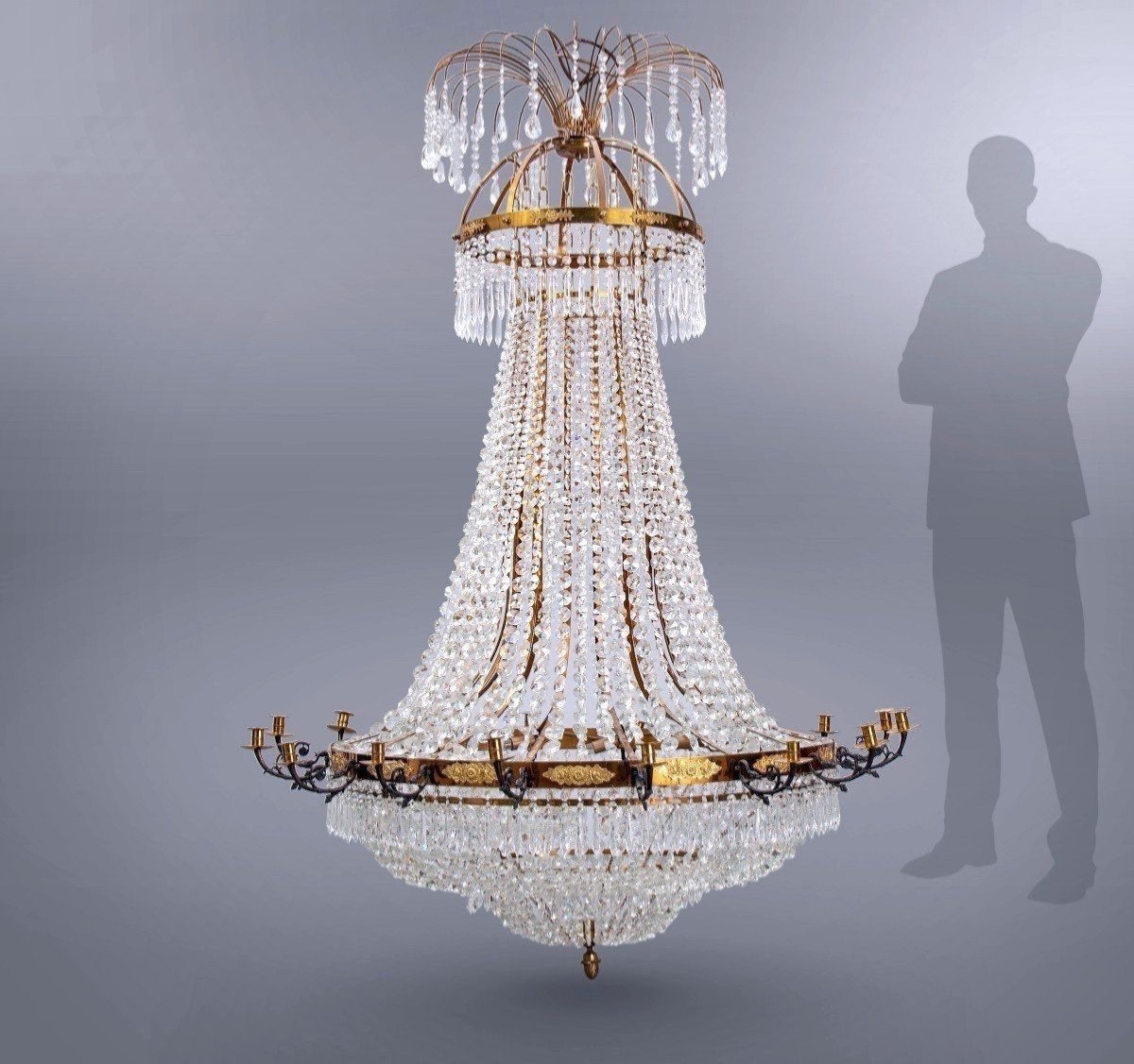 Very Large Empire Style Crystal Chandelier. H-180cm W-125cm