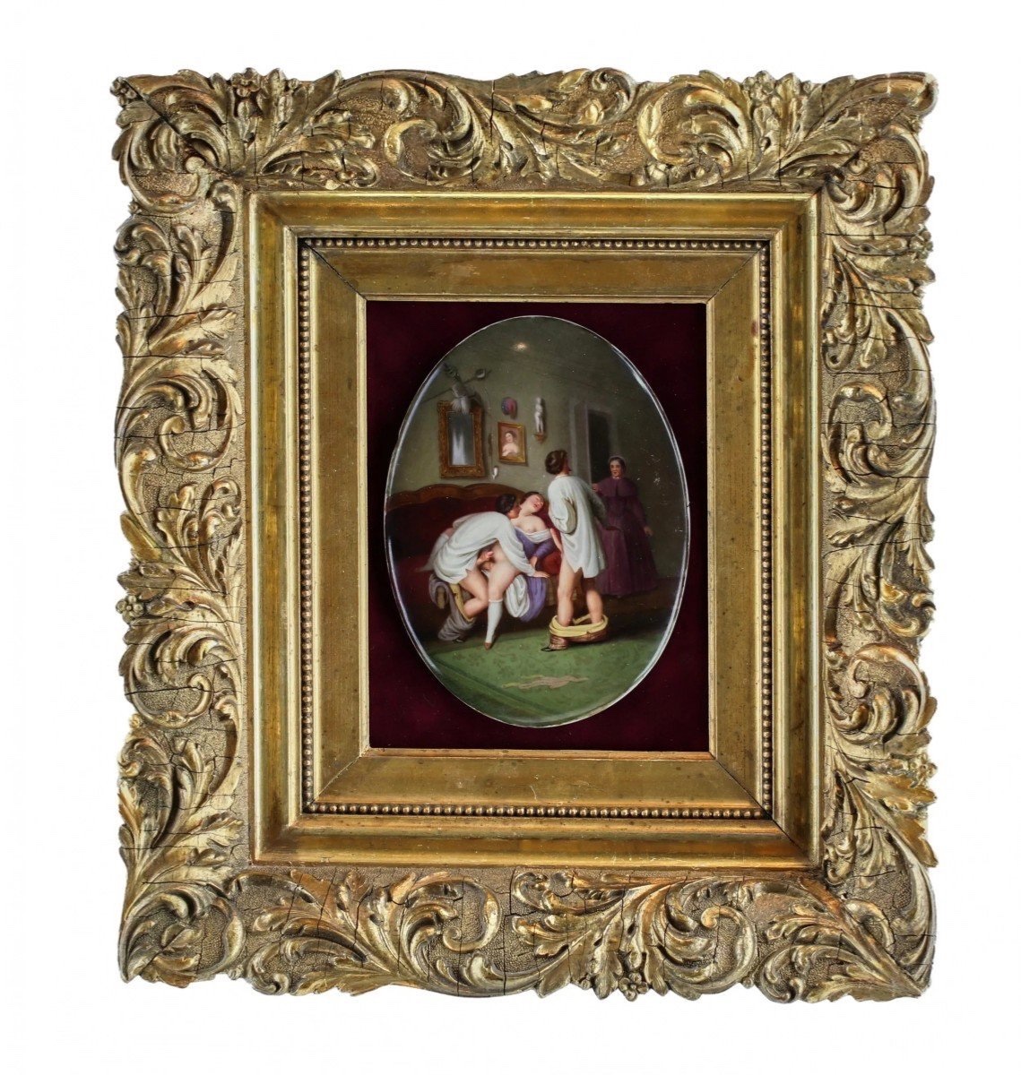 Plaque De Porcelaine "love Game", Kpm Berlin, Vers 1830-photo-3