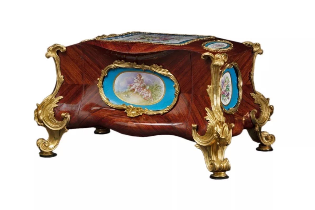 Boîte De Table Pour Bijoux. Signé Barre Sèvres . L 58cm-photo-2