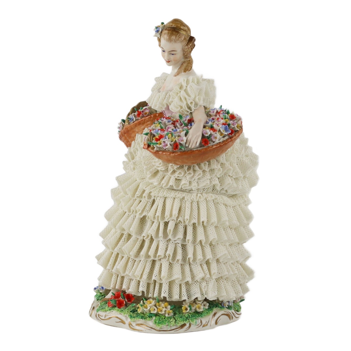 Sitzendorf Porcelain. Porcelain Figurine Of The Flower Girl.-photo-1