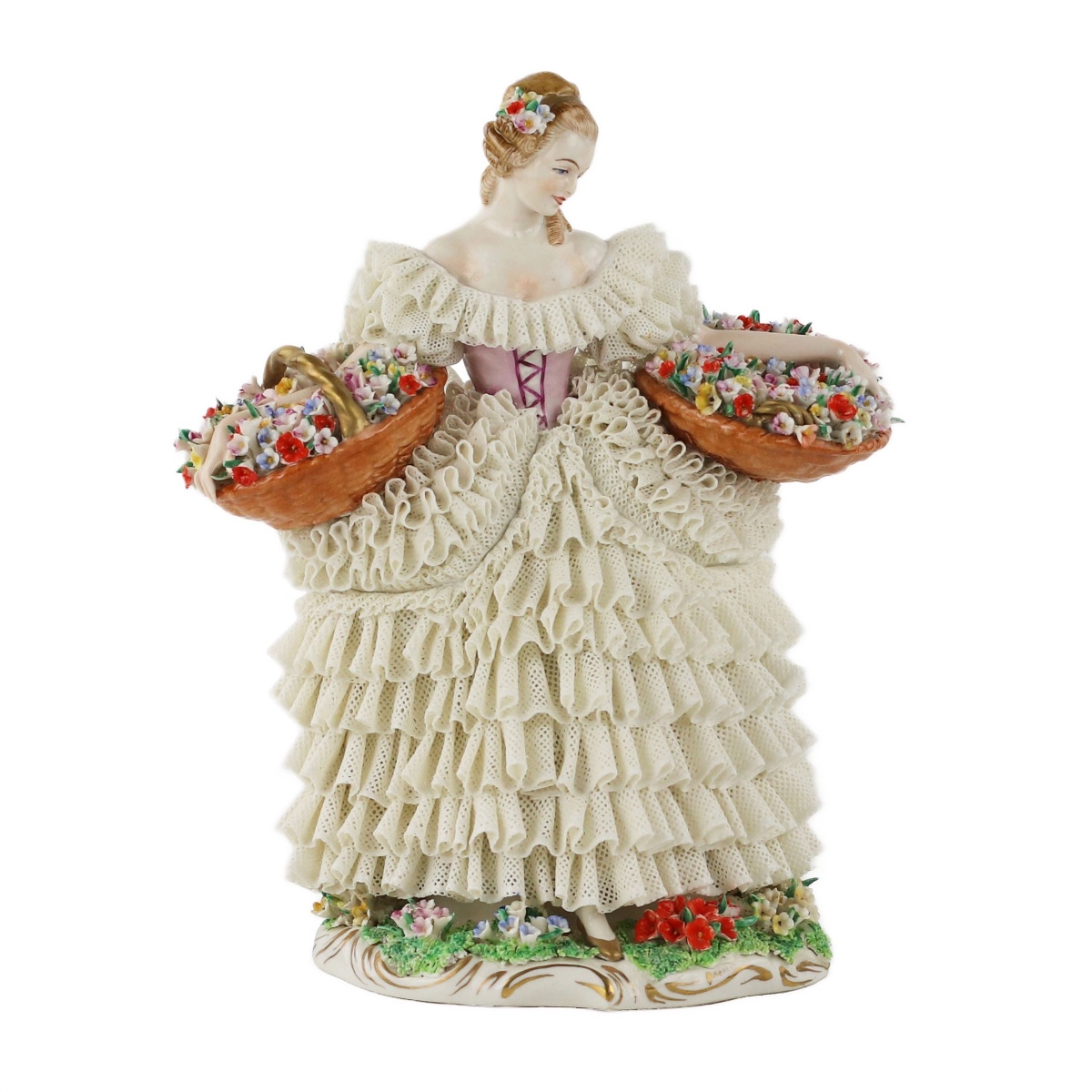 Sitzendorf Porcelain. Porcelain Figurine Of The Flower Girl.