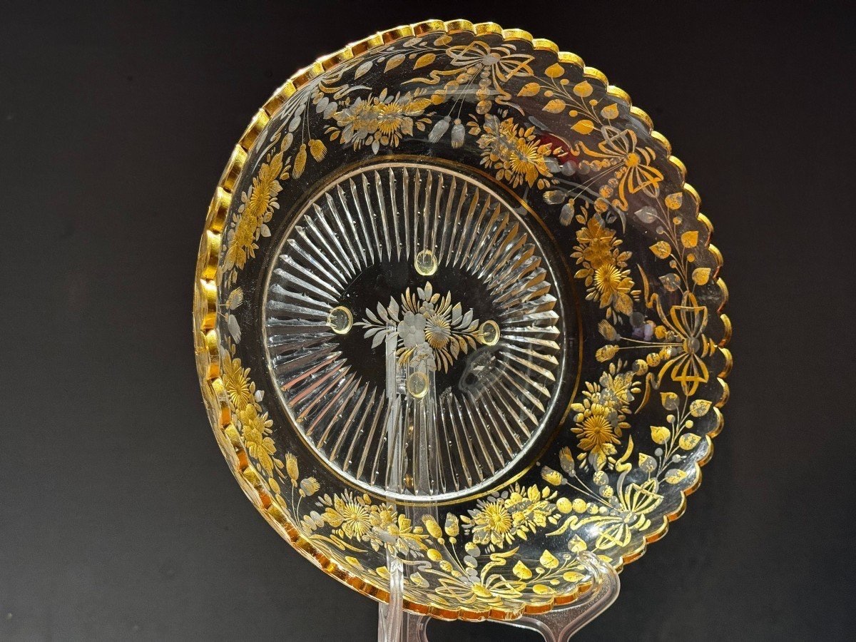 Large Gilded Glass Dish. L-33cm-photo-2