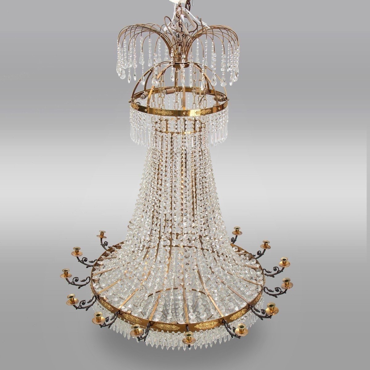 Très Grand Lustre En Cristal De Style Empire. H-180cm D-125cm-photo-3