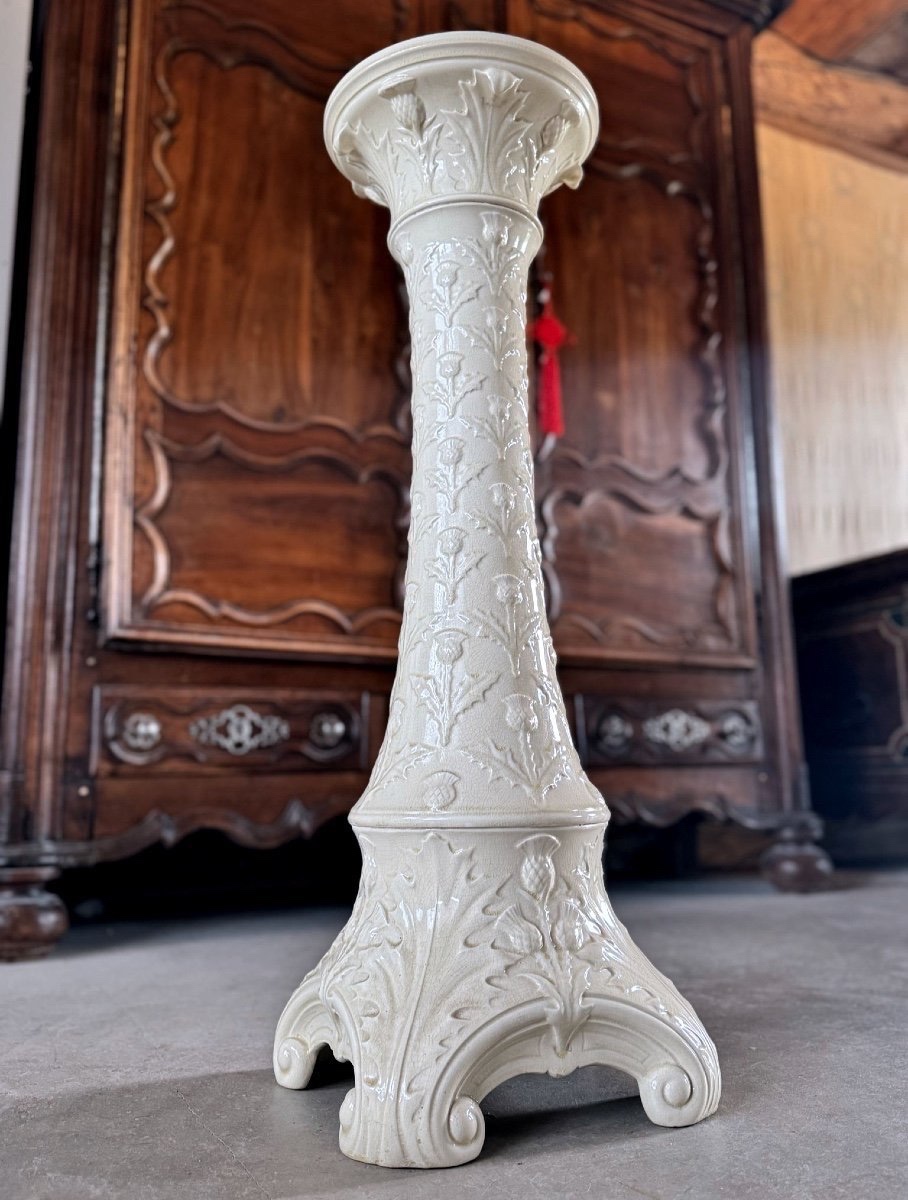 Pédistal Art Nouveau. Céramique. H-87cm