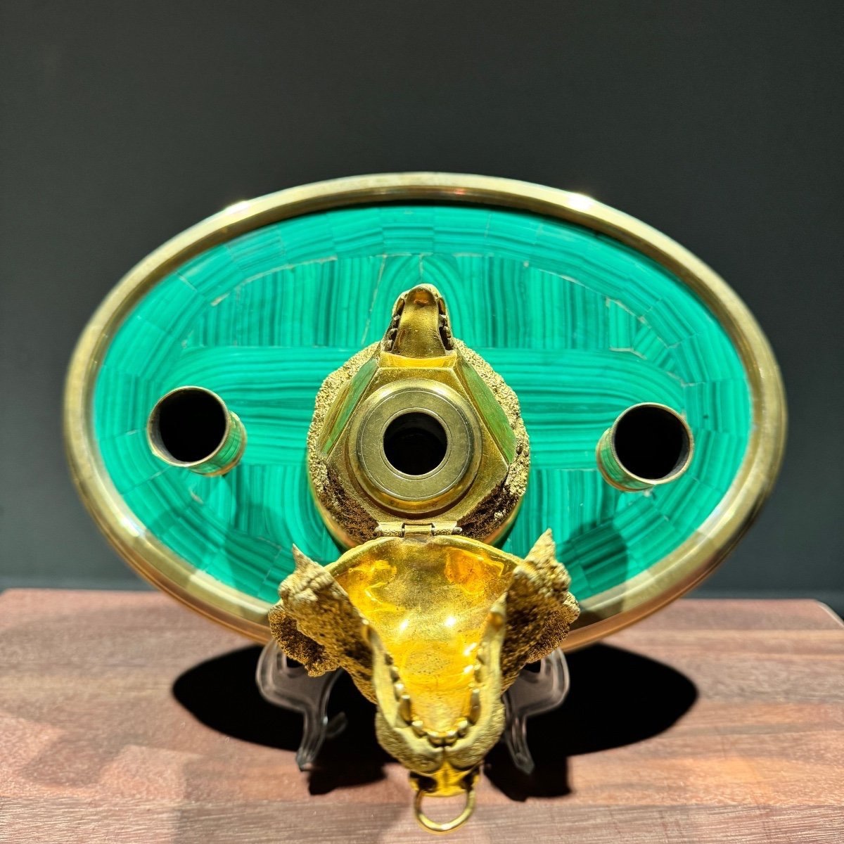 Russian Bronze On Malachite. Inkwell/candlestick-photo-4