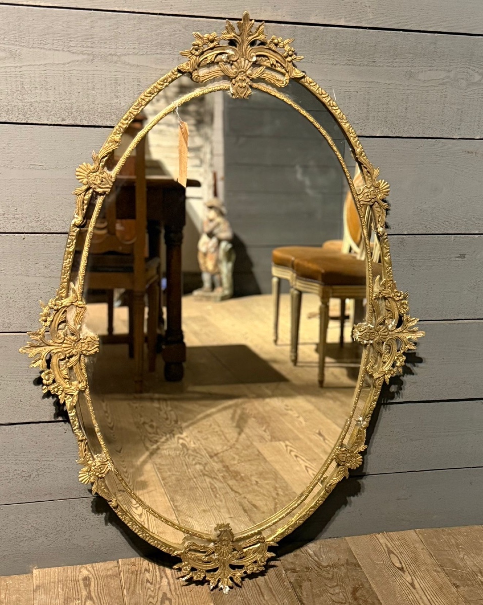 Une paire de miroirs en bronze. H-106cm-photo-1