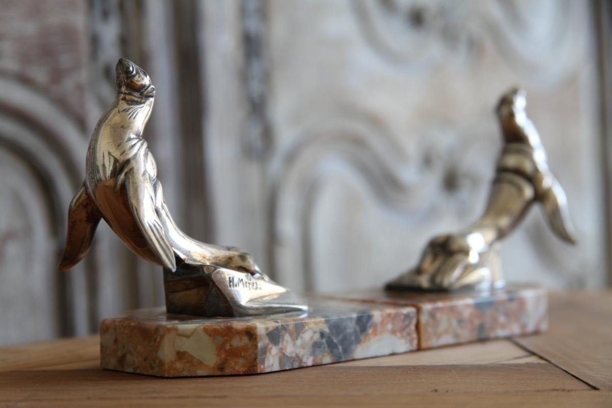 Seal-shaped Bookend. Art Deco. Signed H. Moreau-photo-3