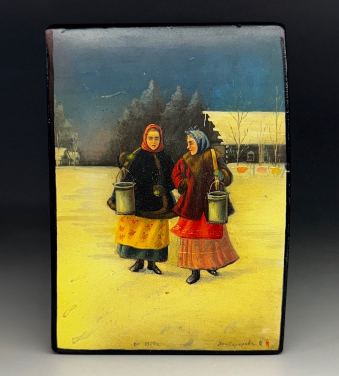 Box “palekh.” Russia. Signed Khristoforova, 1950-photo-3