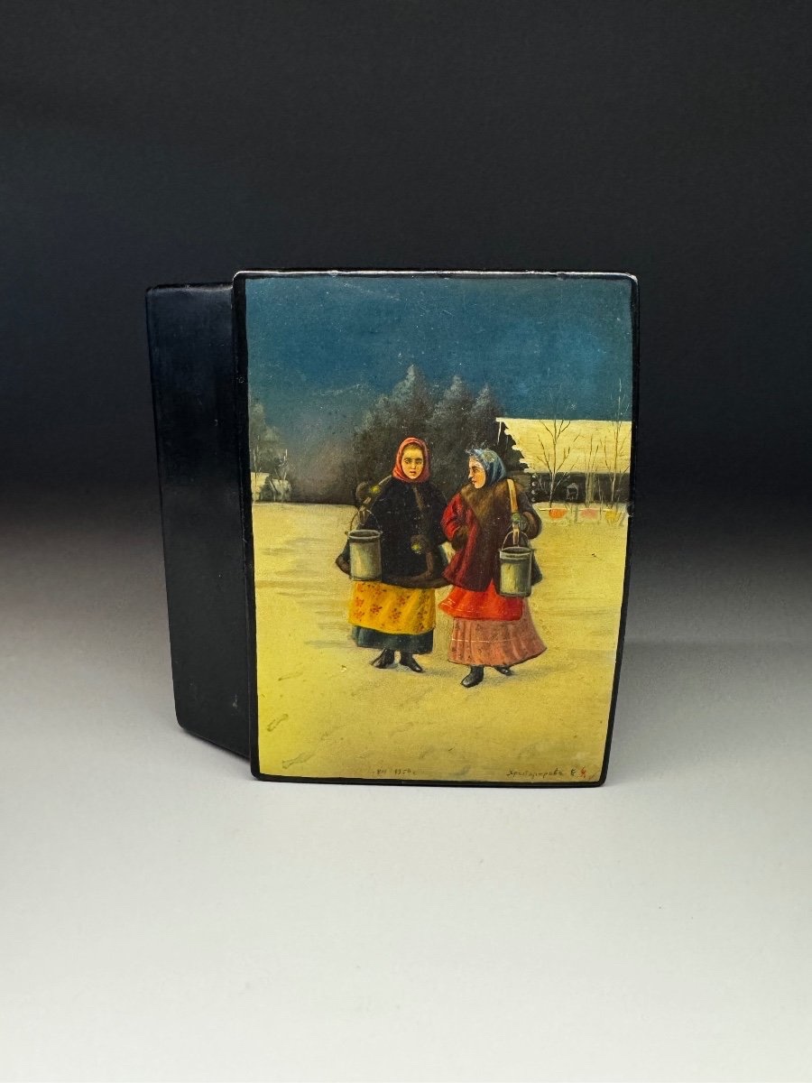 Box “palekh.” Russia. Signed Khristoforova, 1950-photo-1