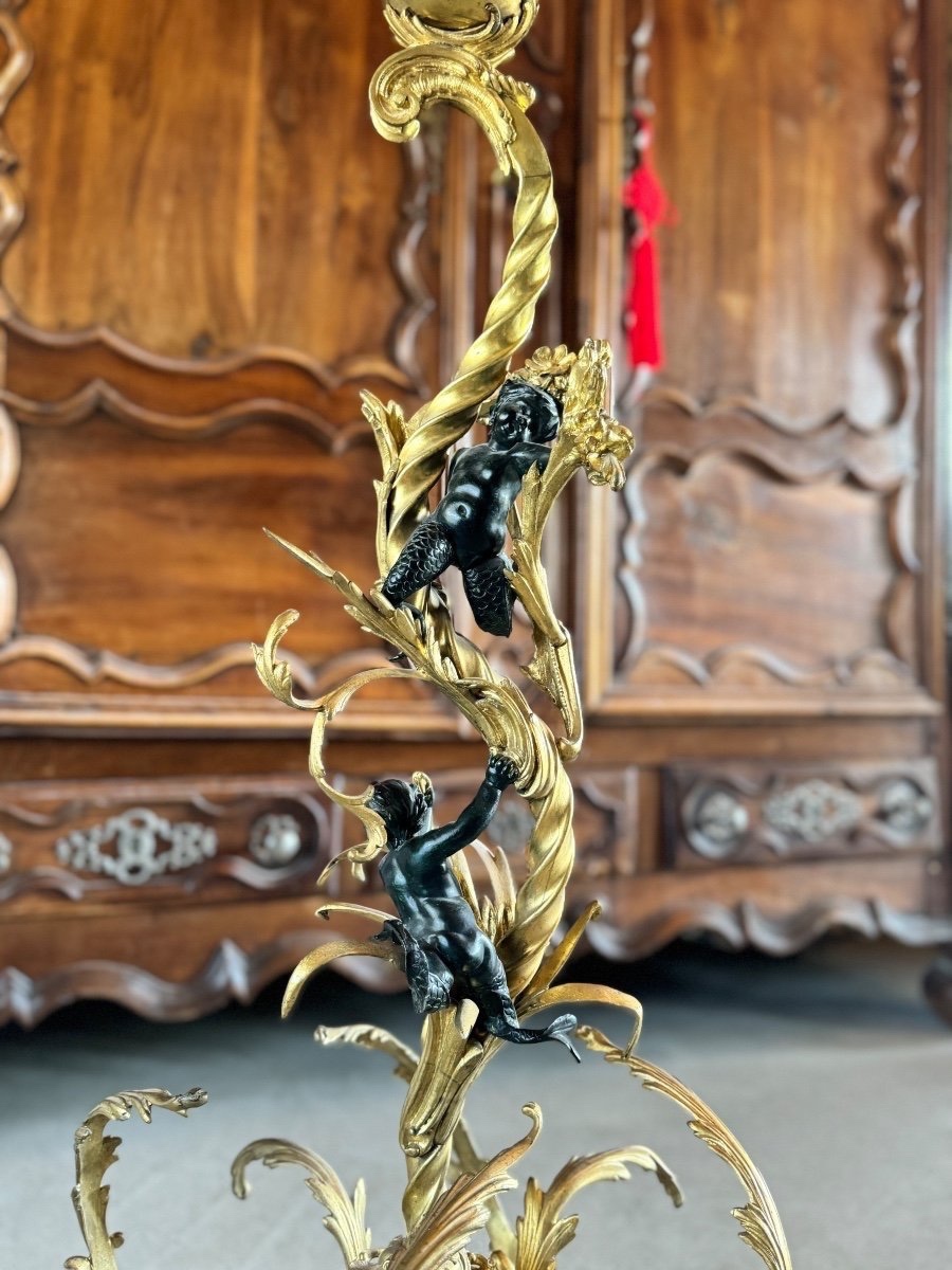 Floor Lamp With Mythological Figures, 19th Century, H-109cm-photo-3