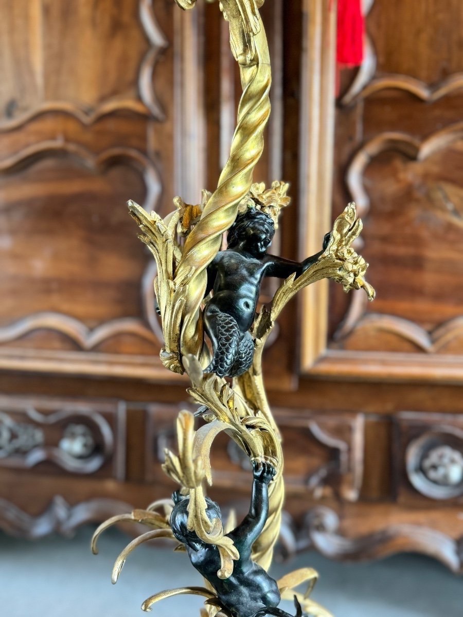 Floor Lamp With Mythological Figures, 19th Century, H-109cm-photo-1