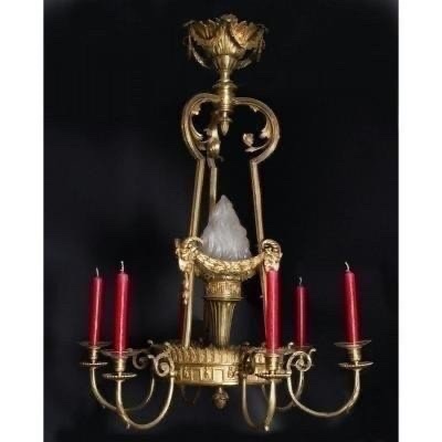 Lustre En Bronze De Style Louis XVI-photo-2