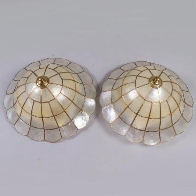 A Pair Of Pearl Lamps. Electrified. D-35cm. 1960-70-photo-3