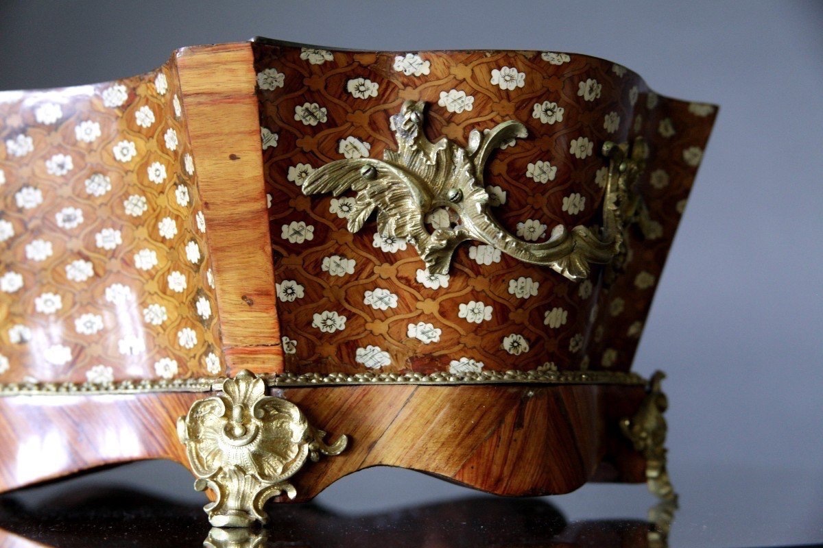 French Plant Stand From The Mid-1800s, In The Louis XV Style, Made Of Rosewood And Ruddy Wood-photo-2