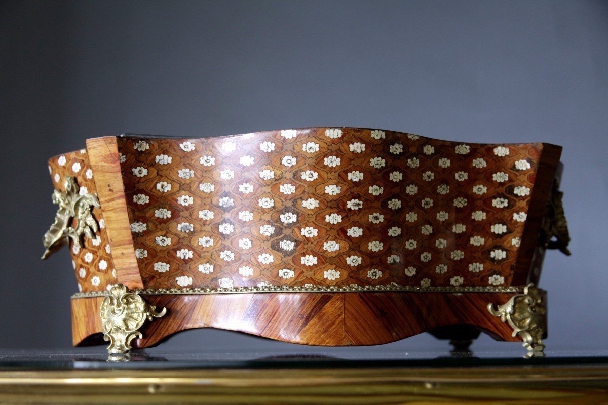 French Plant Stand From The Mid-1800s, In The Louis XV Style, Made Of Rosewood And Ruddy Wood