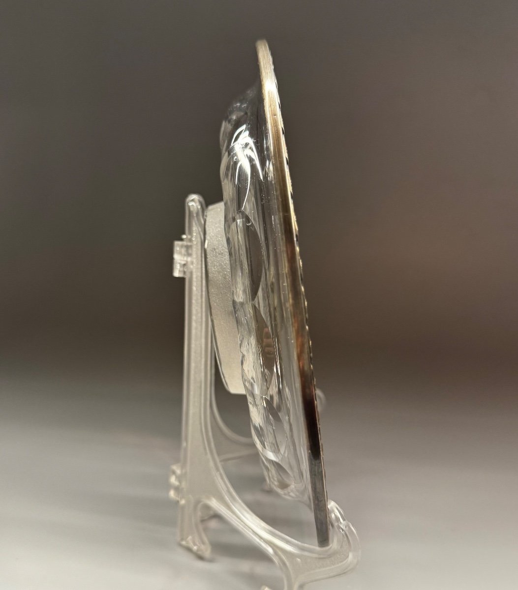 Frosted Glass Dish With Silver Rim.-photo-3