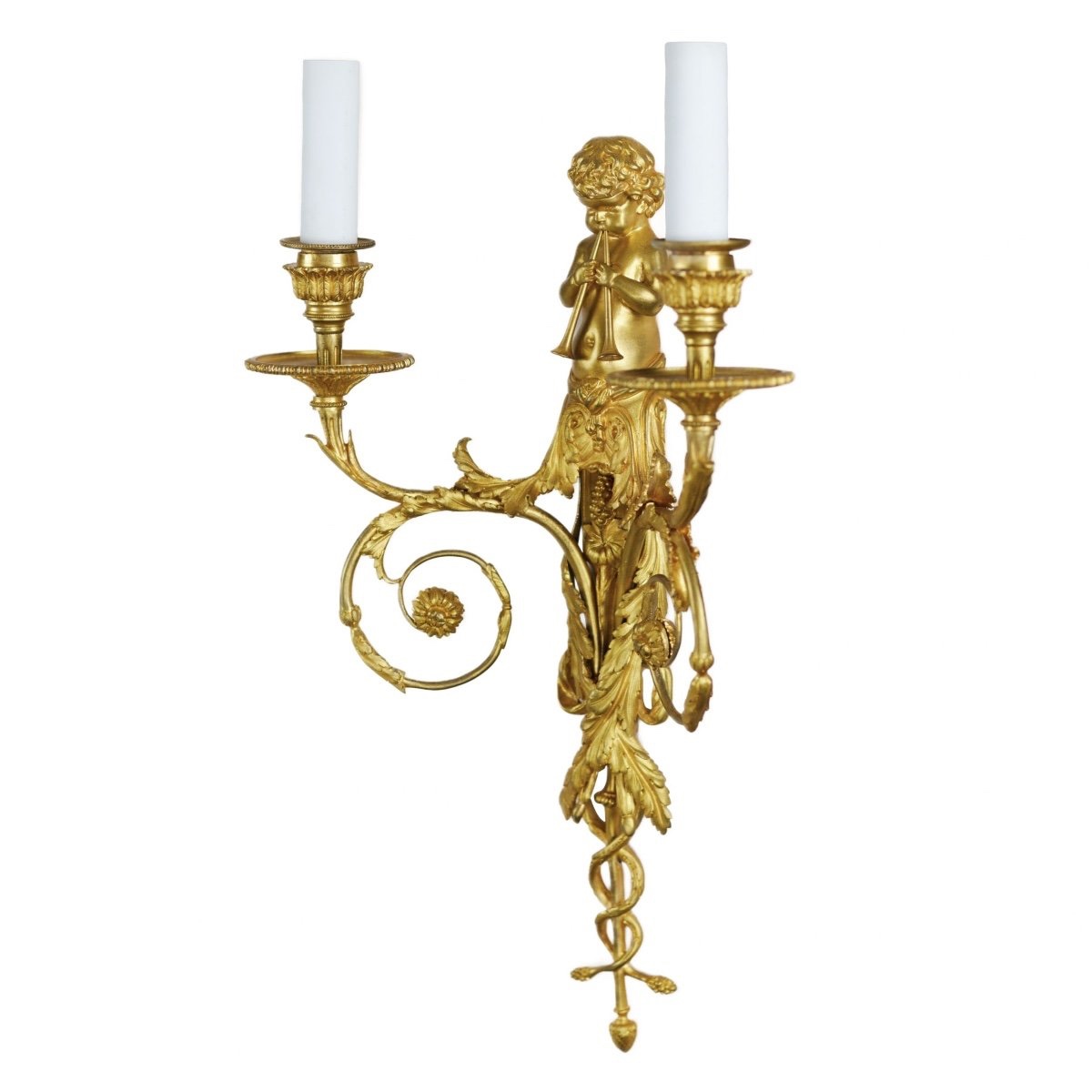 Pair Of French Gilded Bronze Wall Sconces , Louis XVI Style, 19th Century.-photo-4