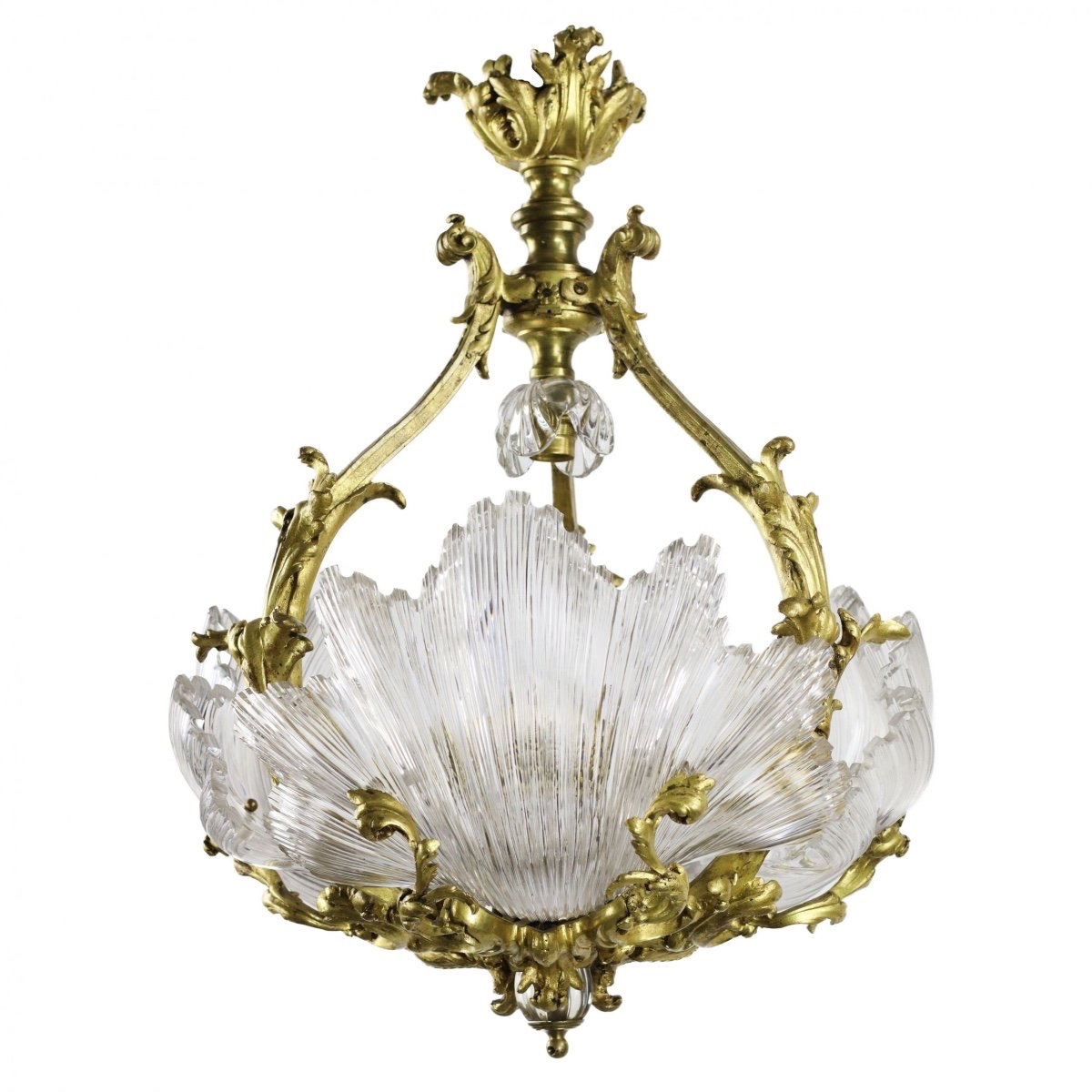 Gilded Bronze Chandelier By Lerolle Brothers, Napoleon III. France-photo-3