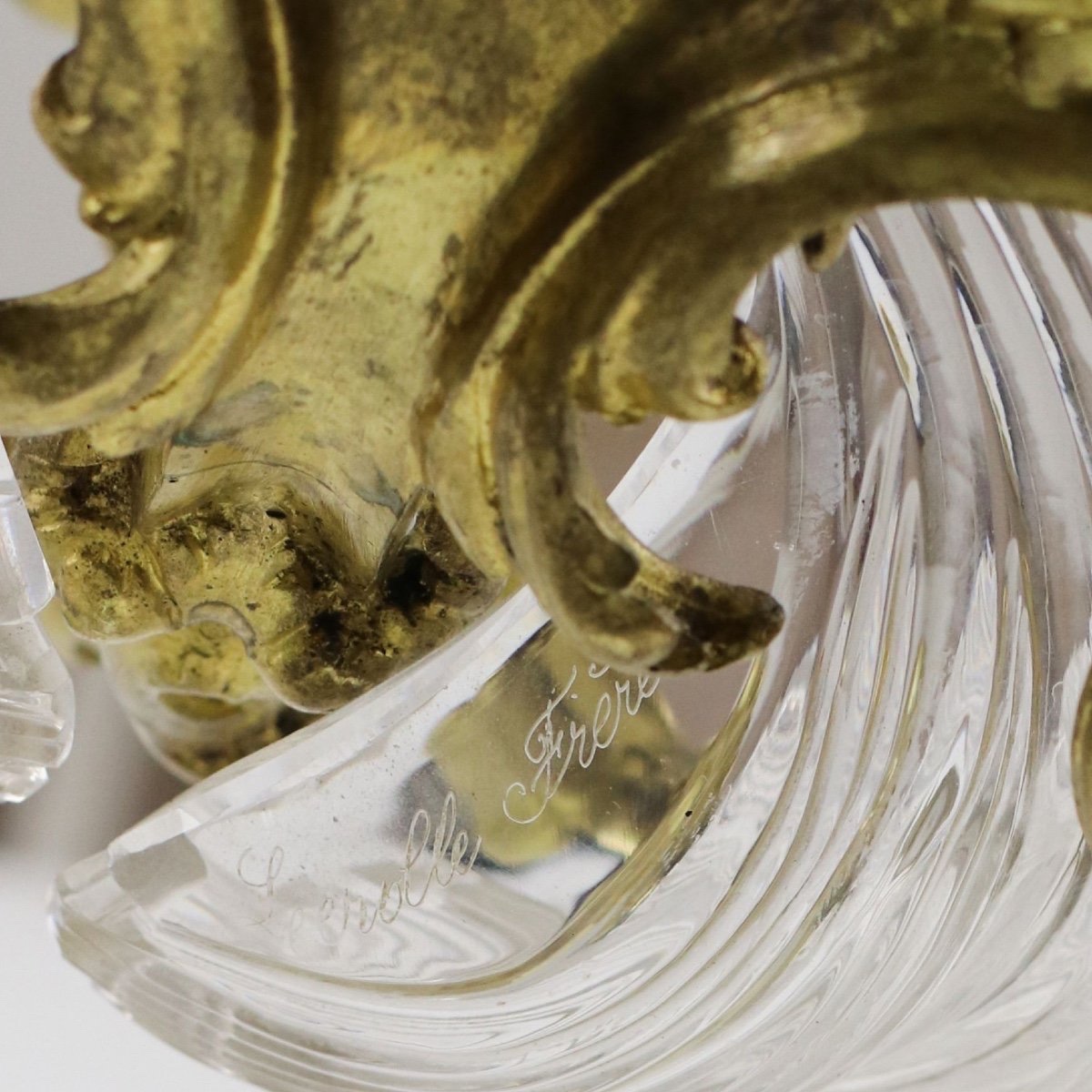 Gilded Bronze Chandelier By Lerolle Brothers, Napoleon III. France-photo-2