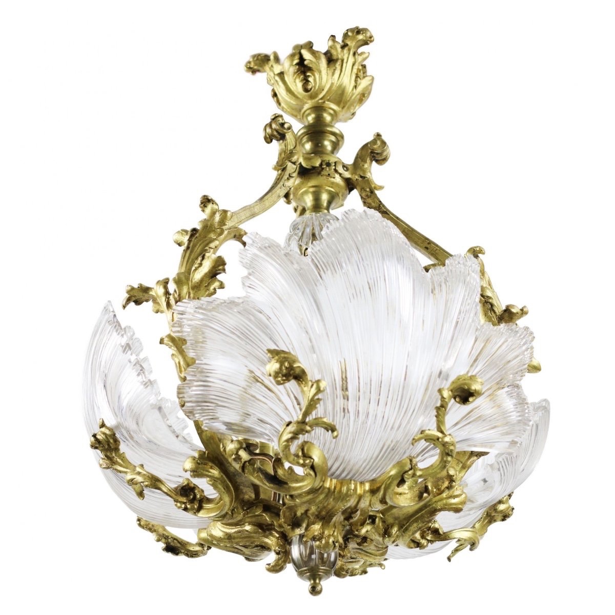 Gilded Bronze Chandelier By Lerolle Brothers, Napoleon III. France