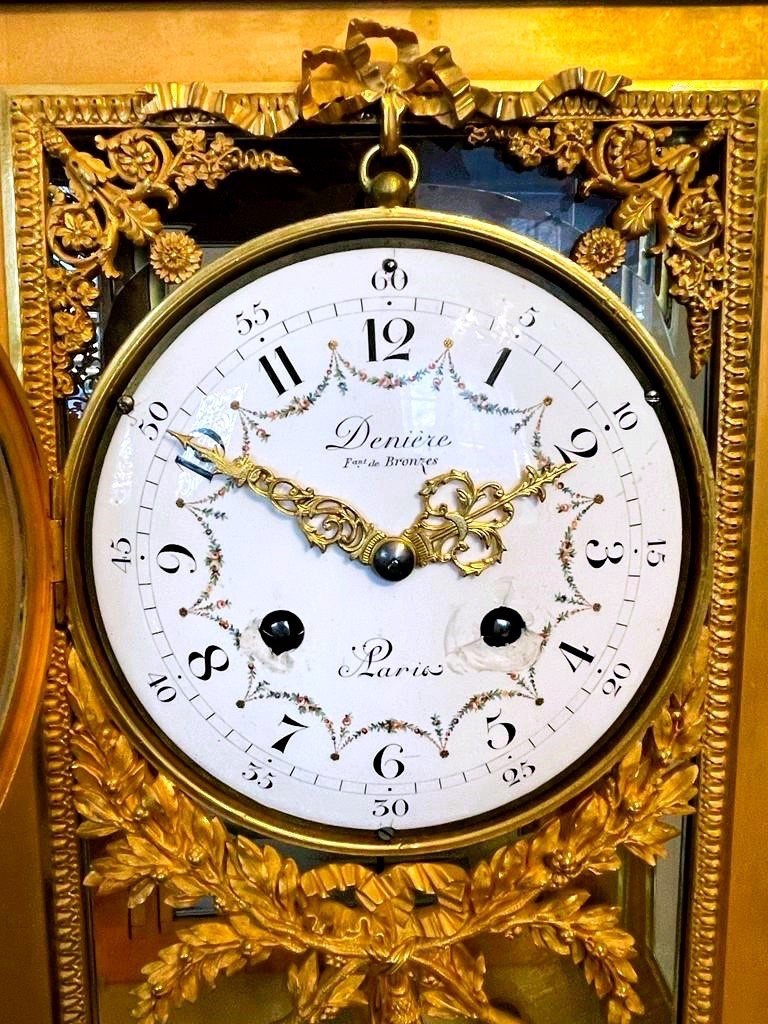 PENDULE LOUIS XVI EN MARBRE ET BRONZE DORÉ-photo-2