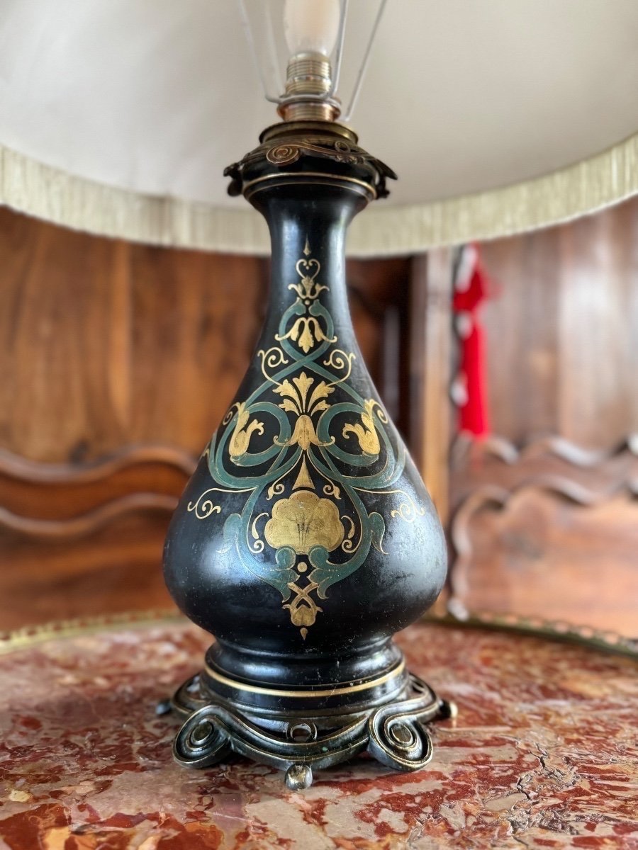 C. H. STOBWASSER & CO. LAMPE DE TABLE EN PORCELAINE NOIRE-photo-2