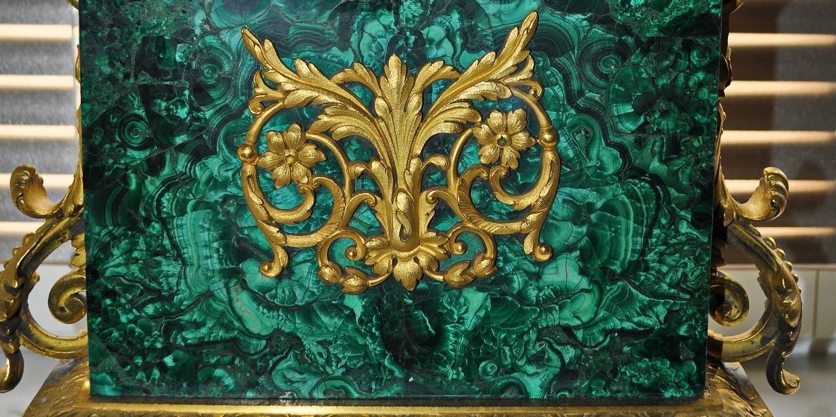 Malachite Clock. Napoleon III H-52cm-photo-1