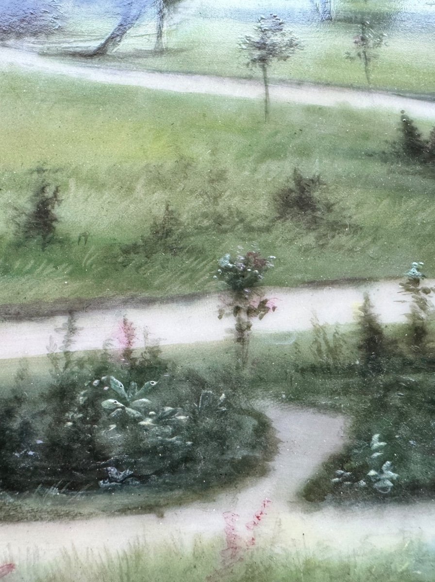 PEINTURE SUR PORCELAINE XIXÈME SIÈCLE. 45CMX39CM-photo-4
