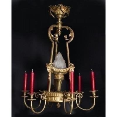 Louis XVI-style Bronze Chandelier-photo-2