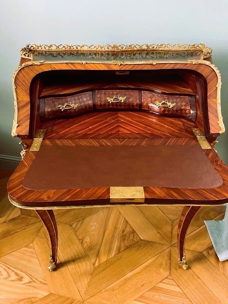 Desk In The Style Of Alphonse Giroux. Marquetry. 19th Century.-photo-4