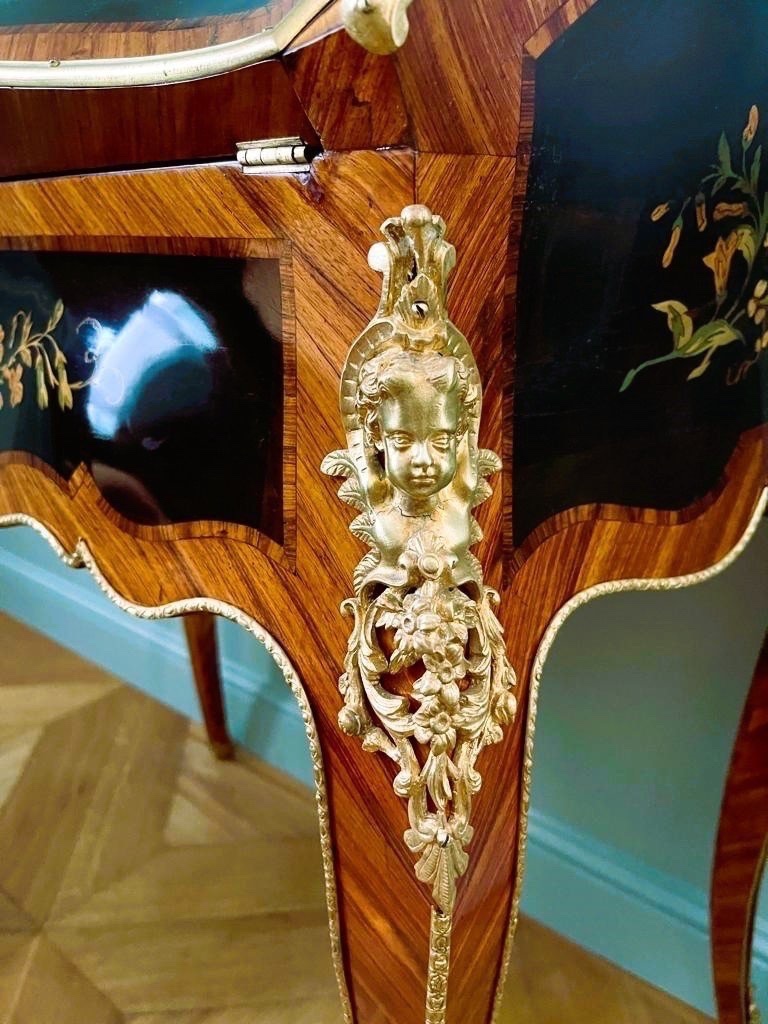 Desk In The Style Of Alphonse Giroux. Marquetry. 19th Century.-photo-2