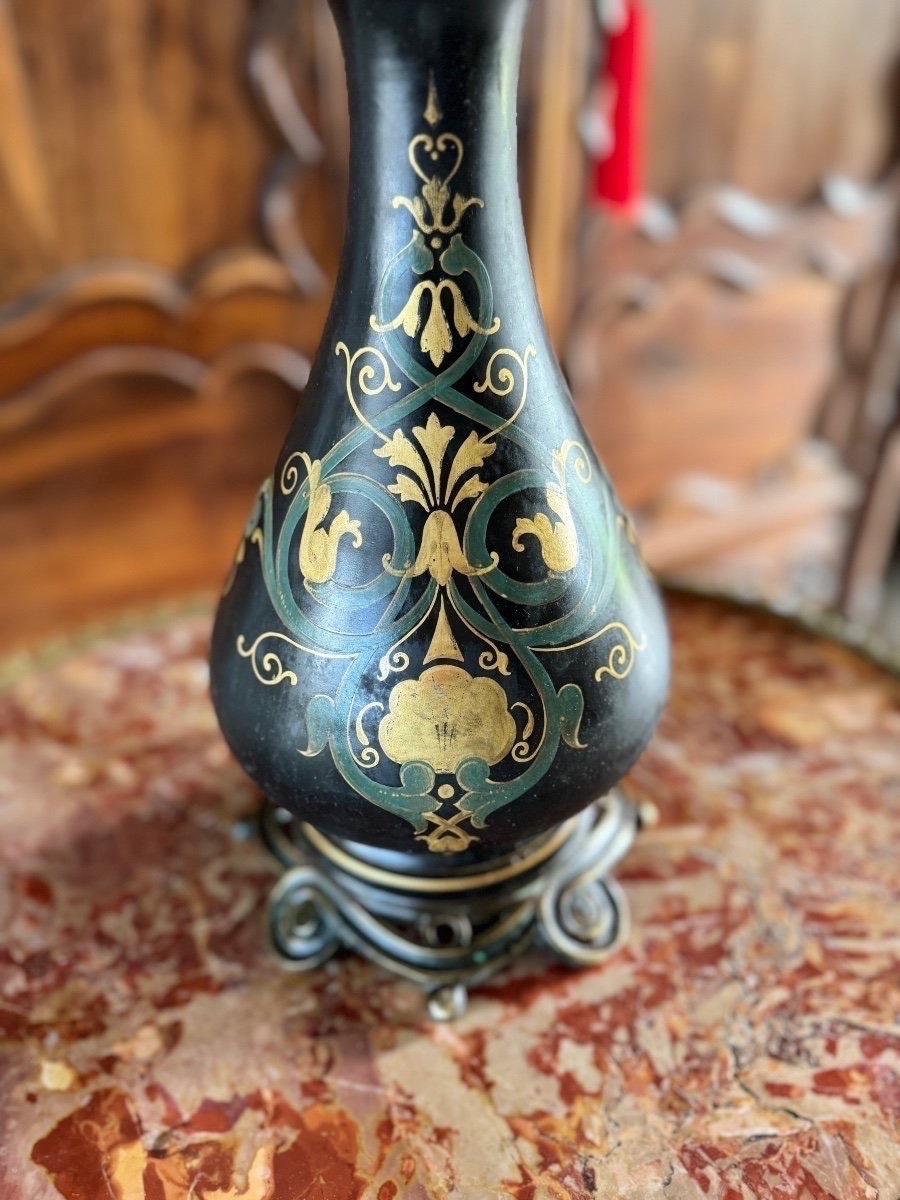 C. H. STOBWASSER & CO. LAMPE DE TABLE EN PORCELAINE NOIRE-photo-2