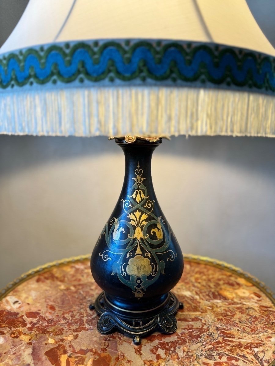 C. H. STOBWASSER & CO. LAMPE DE TABLE EN PORCELAINE NOIRE-photo-4