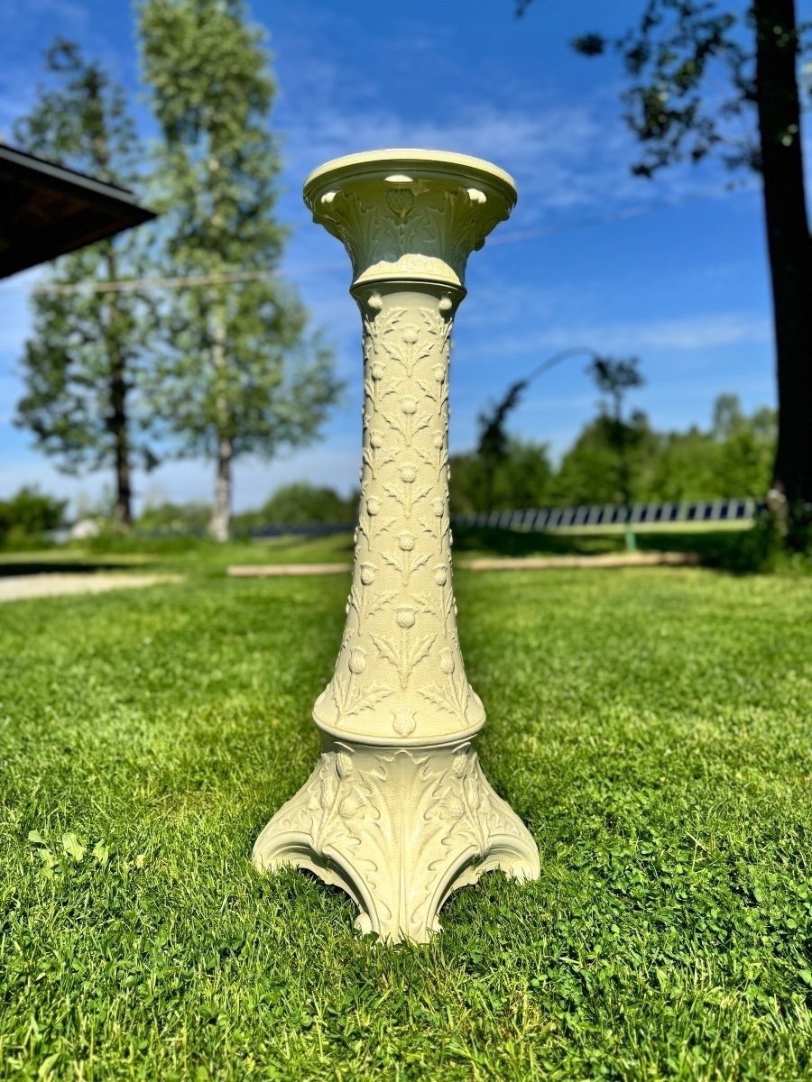 Art Nouveau Pedestal. Ceramic. H-87cm-photo-4