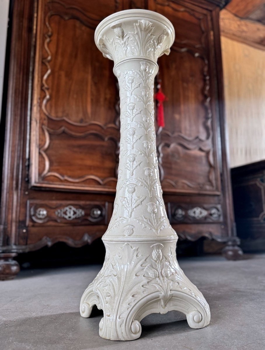 Art Nouveau Pedestal. Ceramic. H-87cm