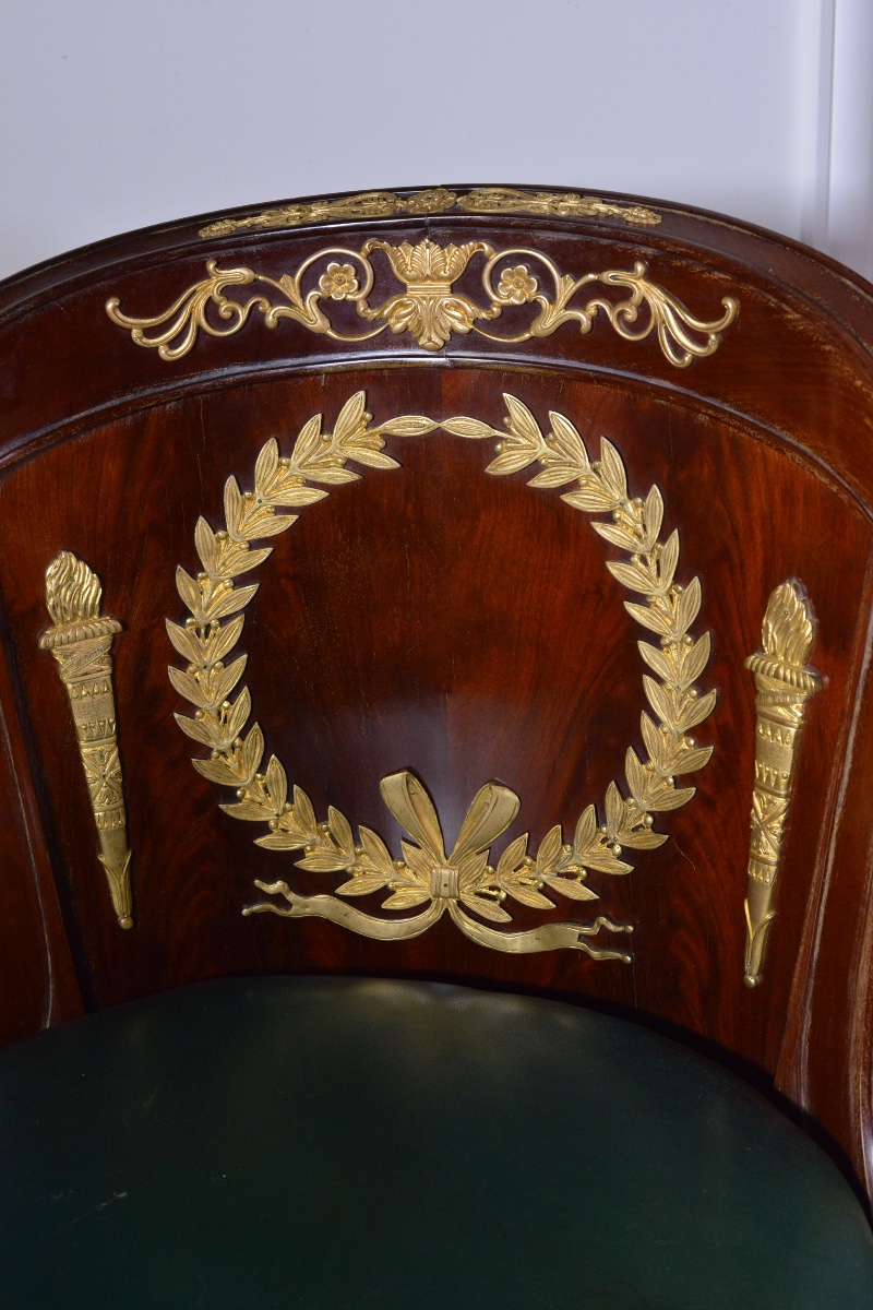 Empire-style Mahogany And Bronze Office Armchair In Very Good Condition-photo-1