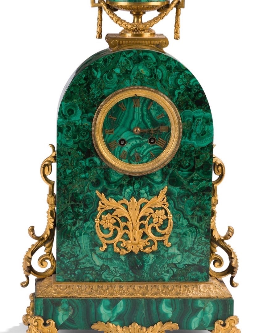 PENDULE MALACHITE. NAPOLEON III H-52CM-photo-2