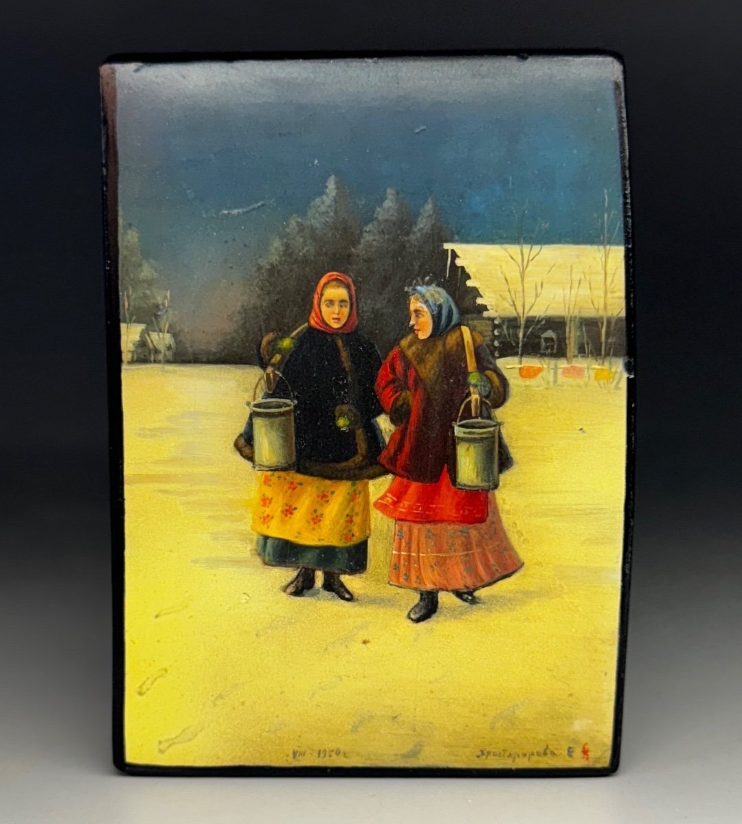 Russian Box From Palekh. Signed “khristoforova,” 1950.