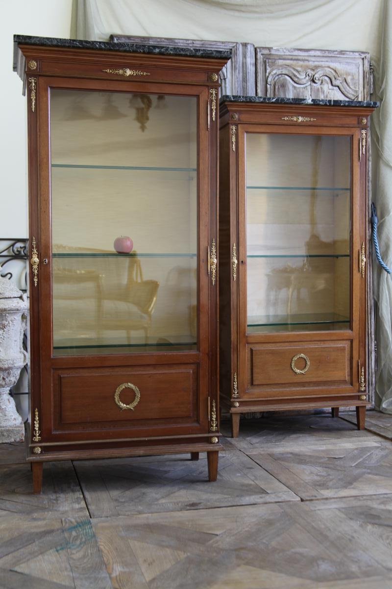 Paire De Vitrines De Style Louis XVI Du XIXème Siècle-photo-2