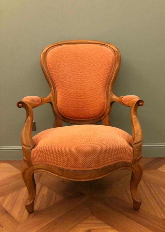 Fauteuil De Style Louis XV. Noyer.  Restauré-photo-3