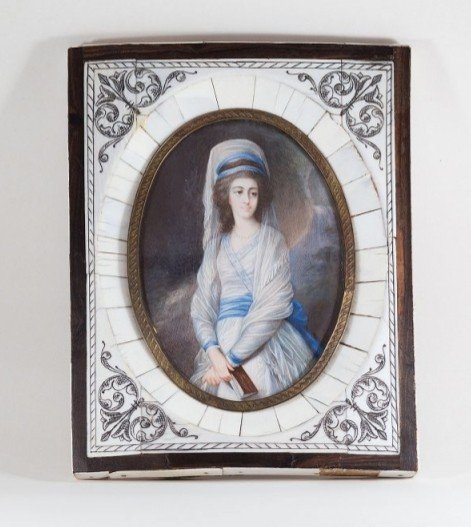 Portrait Of Young Girl. Miniature 14х9cm
