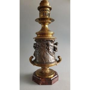 Victor Paillard. Bronze Lamp. Signed. H-71cm.
