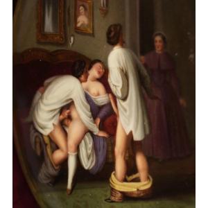 Porcelain Plaque "love Game", Kpm Berlin, Circa 1830