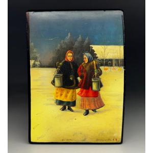 Boîte “ Palekh.” Russie. Signée Khristoforova, 1950