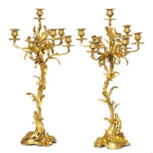 Rococo Style Candlesticks. H-73cm
